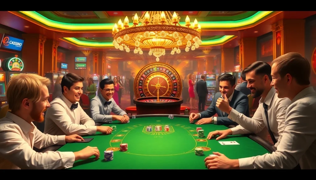 Experience the thrill of winning at CASINO GG88 with players enjoying blackjack amid a vibrant casino atmosphere.